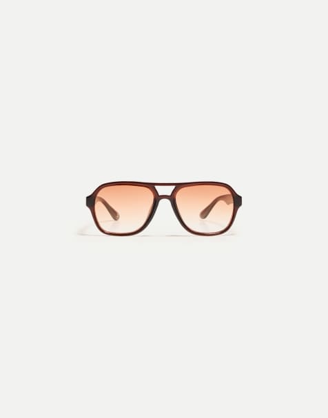 Bershka retro style sunglasses in brown - view 1