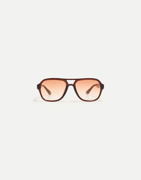Bershka retro style sunglasses in brown