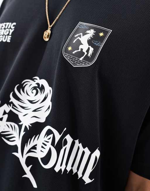 Bershka retro t-shirt jersey is black ASOS