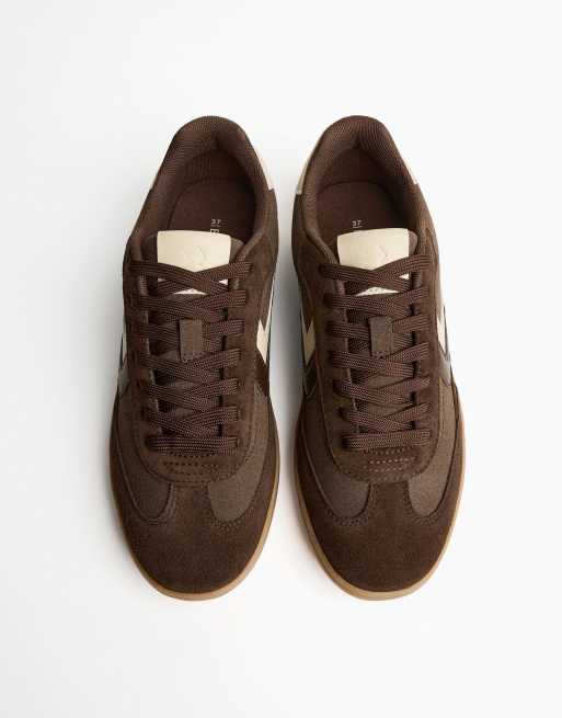 Bershka Retro trainers in brown, 2 of 4