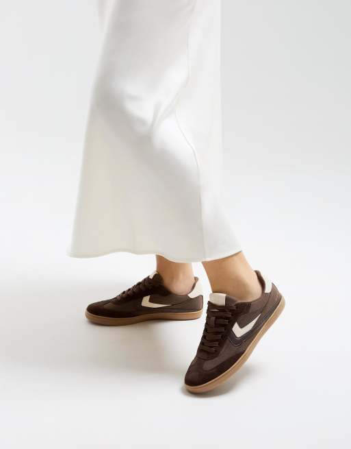 Bershka Retro trainers in brown, 4 of 4