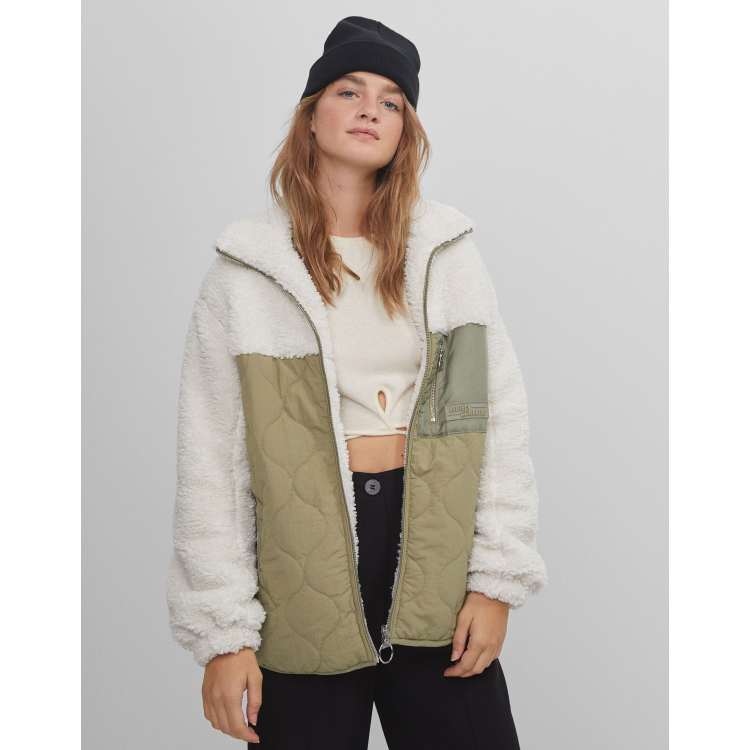 Bershka oversized shop faux shearling jacket