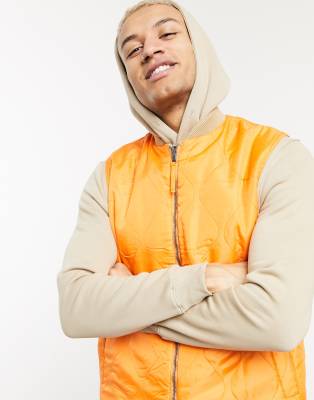 Bershka Reversible Vest In Beige And Orange Neutral Modesens