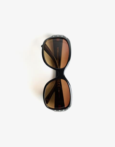 Bershka Rhinestone sunglasses in black - view 1