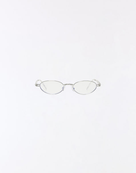 Bershka Rhinestone temple blue light filter glasses in white - view 1