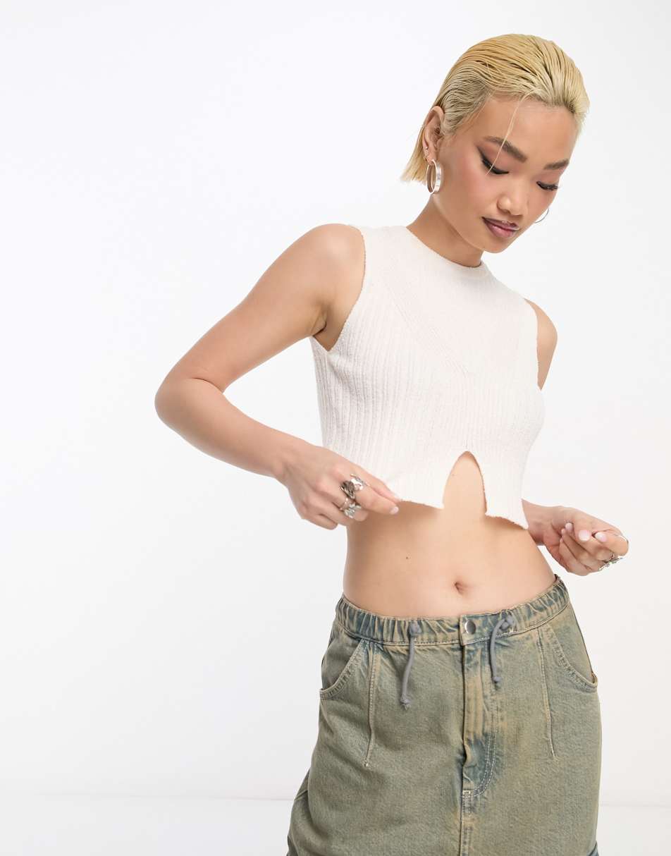 Bershka Parachute Halterneck Backless Top in Green