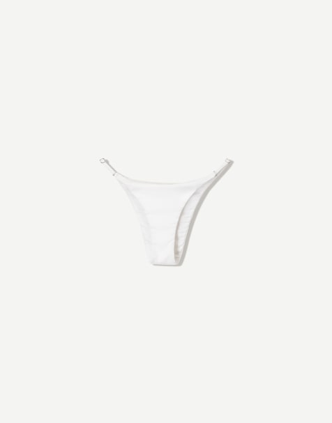 Bershka ribbed bikini bottoms in white - view 1