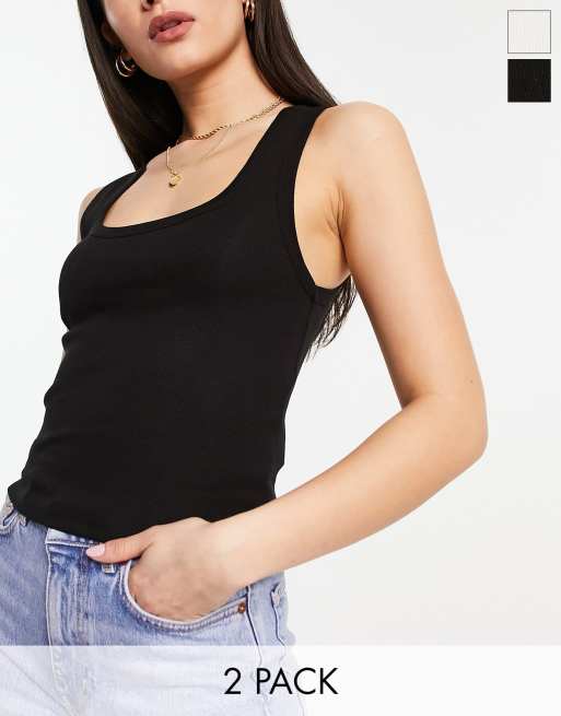 FEM Seamless Ribbed Women's Camisole Tank Top - 2 Pack (Small, Black) :  : Clothing, Shoes & Accessories