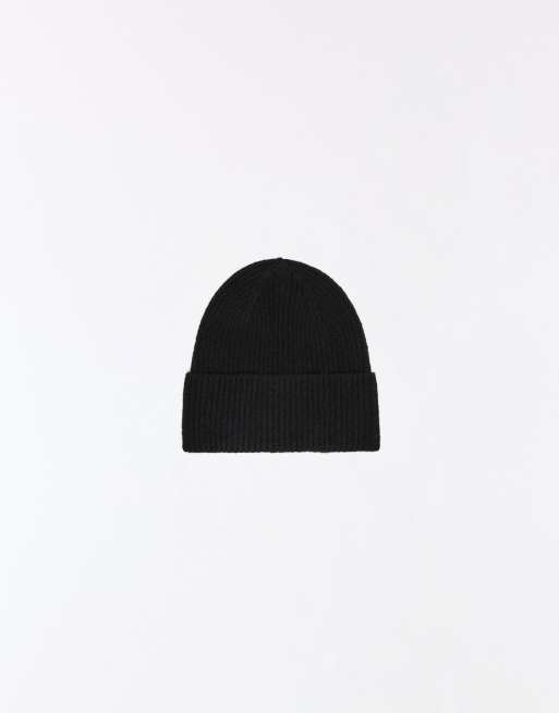 Bershka Ribbed knit beanie in black, 4 of 5