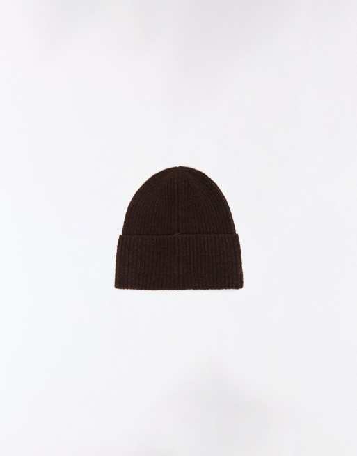 Bershka Ribbed knit beanie in brown, 3 of 5