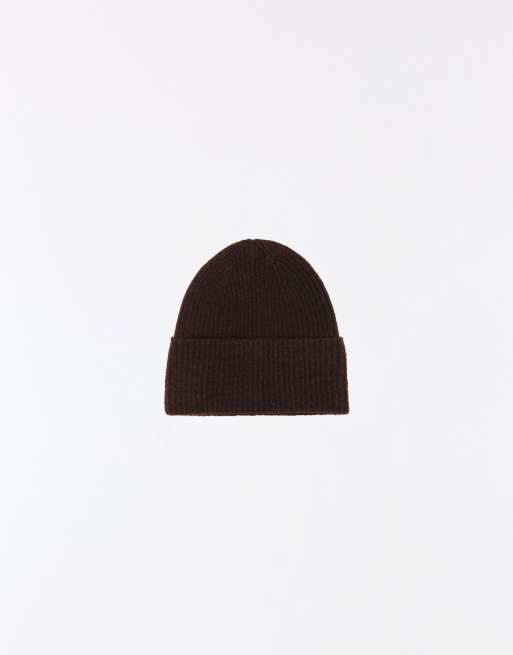 Bershka Ribbed knit beanie in brown, 4 of 5