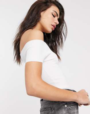 white off the shoulder t shirt