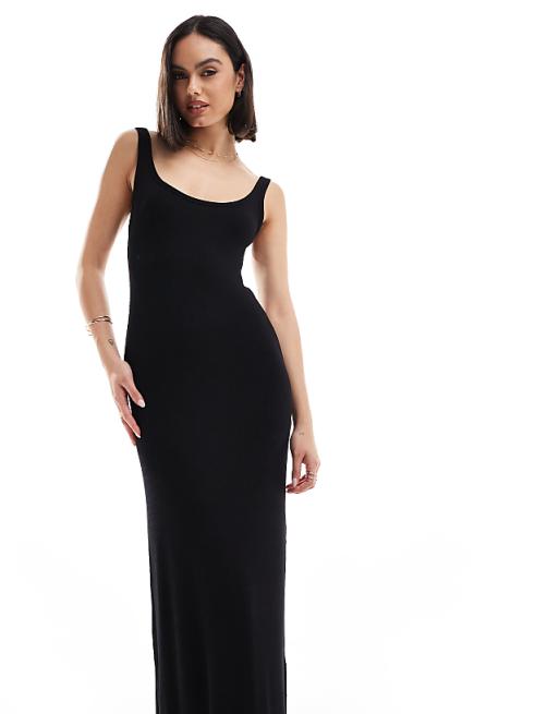 Black Scoop Neck Bodycon Maxi Dress Black Scoop Neck Bodycon Maxi Dress