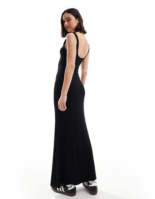 Black Scoop Neck Bodycon Maxi Dress Black Scoop Neck Bodycon Maxi Dress