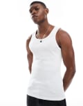 [Bershka] Bershka ribbed singlet in white XS WHITE
