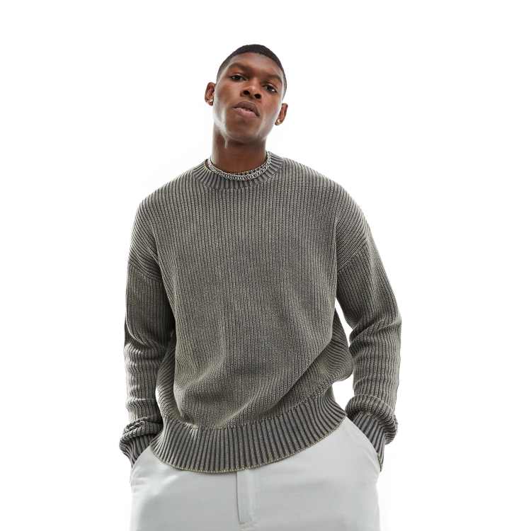 Bershka ribbed sweater in washed gray | ASOS