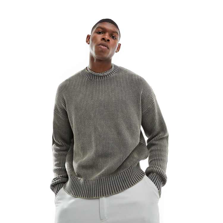 Bershka ribbed sweater in washed gray