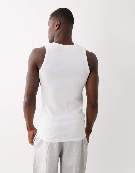Bershka Ribbed vest top in white, 2 of 5