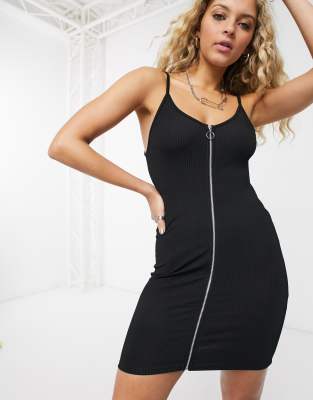 asos black ribbed dress
