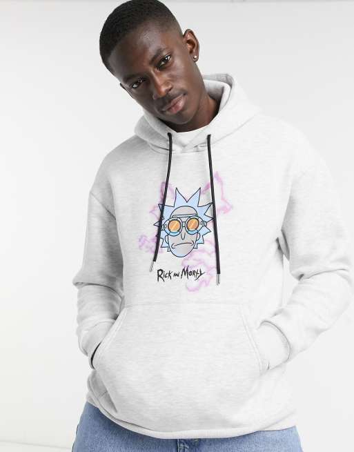 Bershka Rick and Morty back print hoodie in gray heather