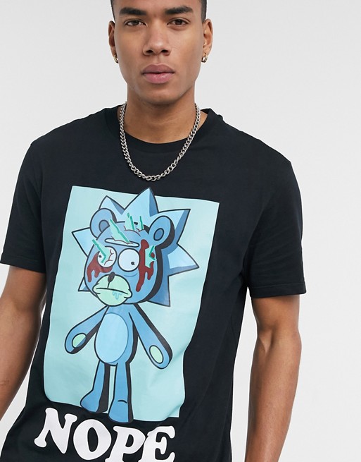 Bershka Rick and Morty Nope t-shirt with back print in black