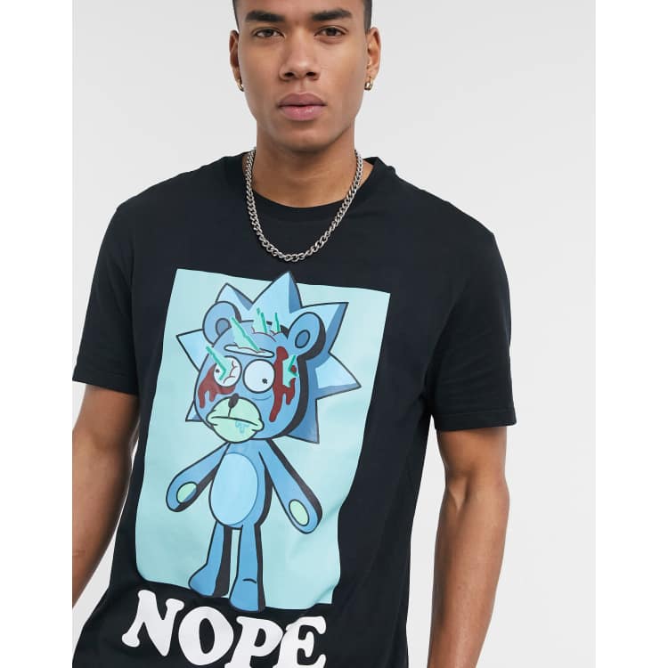 Bershka Rick and Morty Nope t shirt with back print in black