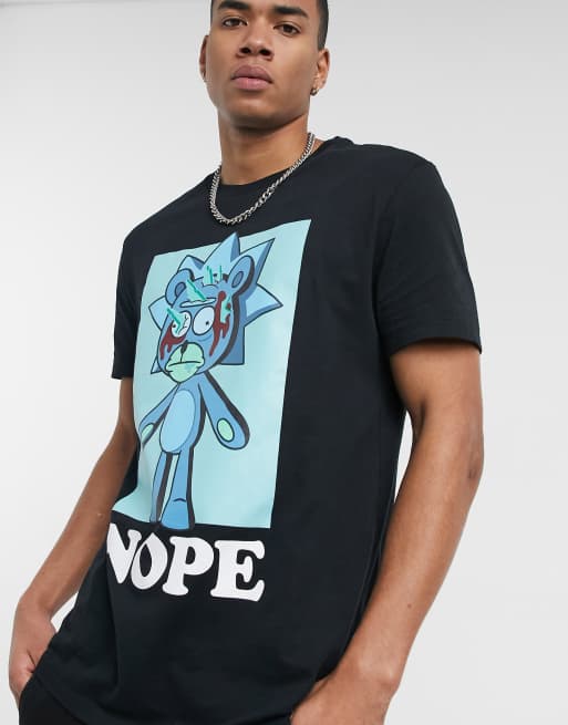 Bershka Rick and Morty Nope t shirt with back print in black