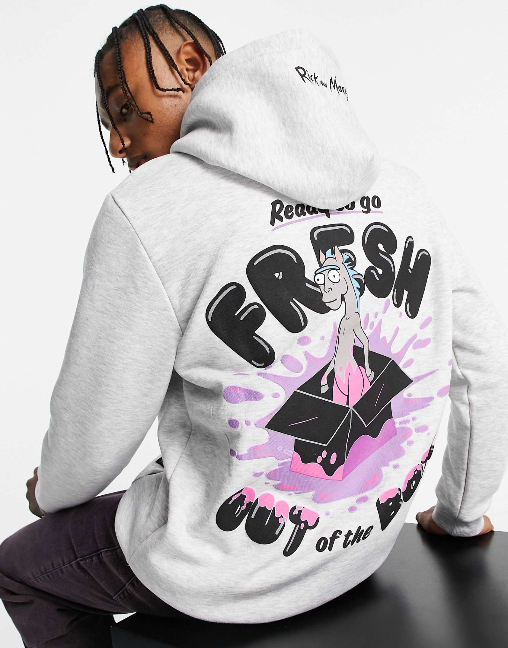 Bershka rick and morty printed hoodie in grey ASOS Price Checker