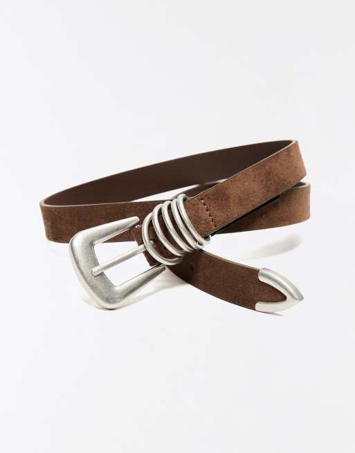 Bershka riem met gesp in bruin, 2 van 5