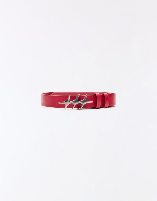 Bershka riem met stergesp in rood, 3 van 4