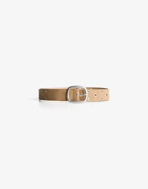 Bershka - Riem van imitatiesuède met oogjes in camel - view 1