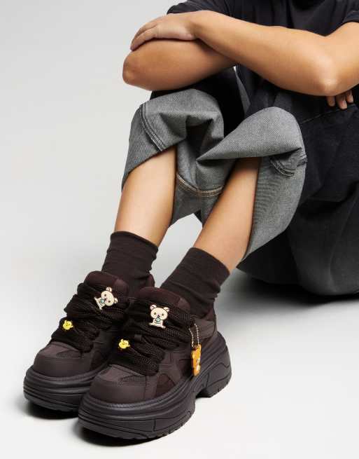 Bershka Rilakkuma platform trainers in brown