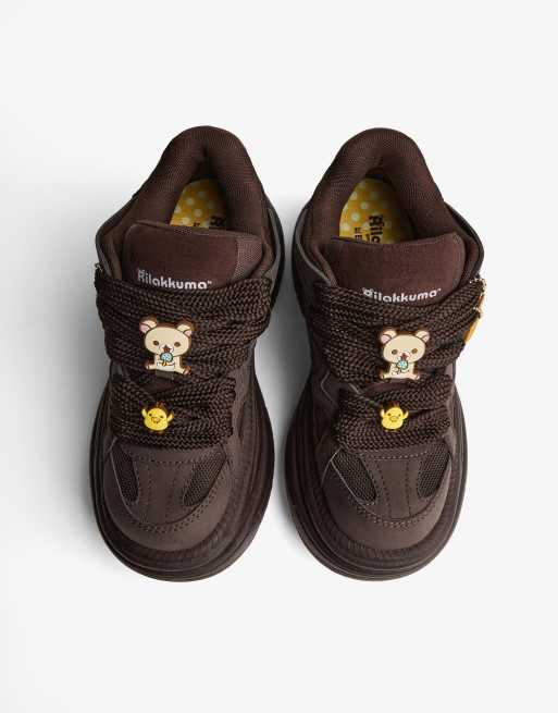 Bershka Rilakkuma platform trainers in brown