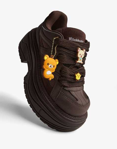 Bershka - Rilakkuma - Sneakers met plateauzool in bruin - view 1