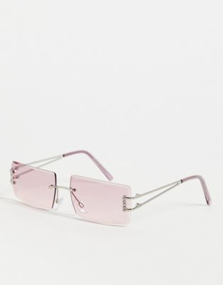 Bershka rimless 90's sunglasses in silver