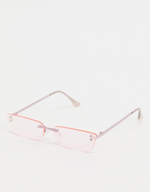 Bershka rimless cat eye sunglasses in pink