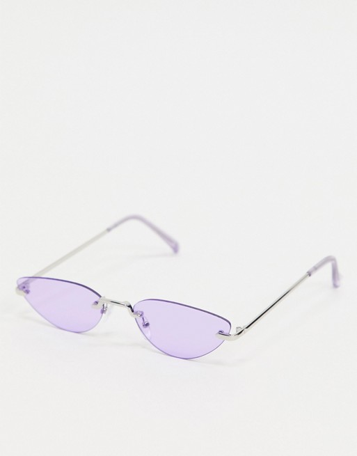 Bershka rimless cat eye sunglasses in purple