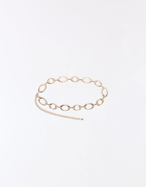 Bershka Ring chain belt in gold - view 1