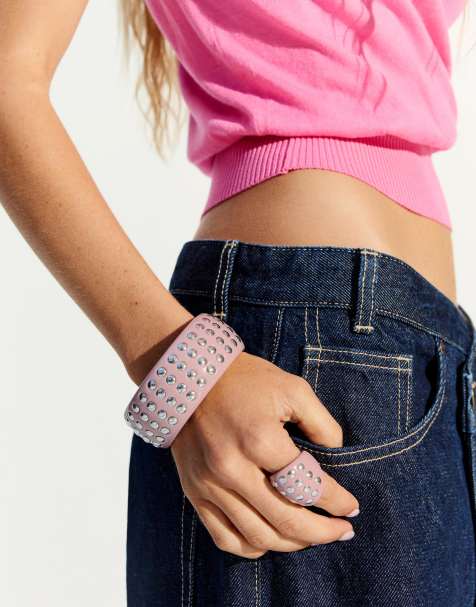Bershka - Ring met studs in roze - view 1