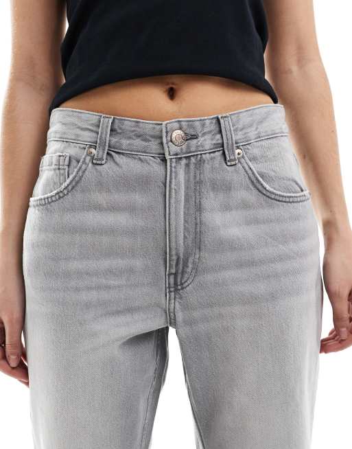 [BOHEMSEO] ★ KNEE OPEN RIPPED WIDE JEANS (GRAY) Bershka ripped knee wide leg jeans in light gray | ASOS