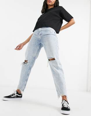 bershka mom jean in light blue