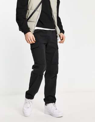 Bershka Ripstop Cargo Pants In Black