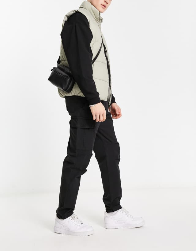 Bershka ripstop cargo pants in sand