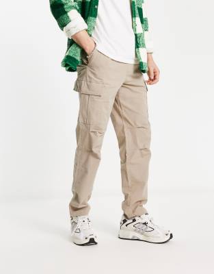 BERSHKA RIPSTOP CARGO PANTS IN SAND-NEUTRAL