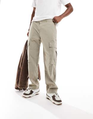 Bershka ripstop cargo pants in sand 