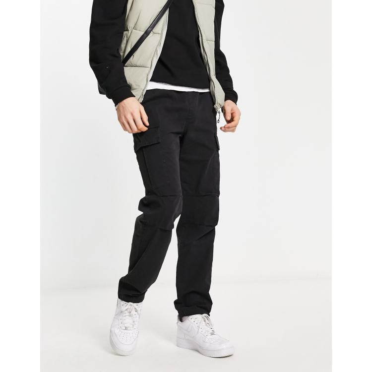 Bershka ripstop cargo trousers in black