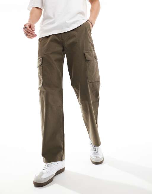 Bershka cuffed cargo pants in brown exclusive at ASOS