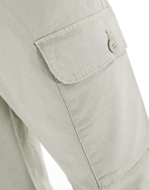 Bershka ripstop wide leg cargo pants in khaki | ASOS Bershka ripstop wide leg cargo pants in khaki | ASOS