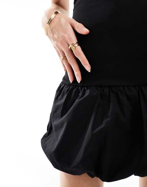 Bershka - Robe bandeau courte à ourlet boule - Noir, 3 de 4