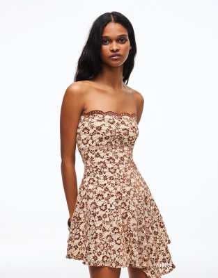 Robe bandeau courte - Marron L